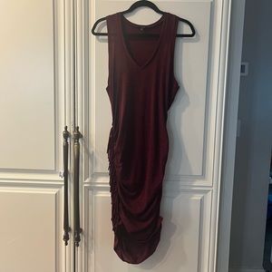 Express dress maroon fringe on one side size large